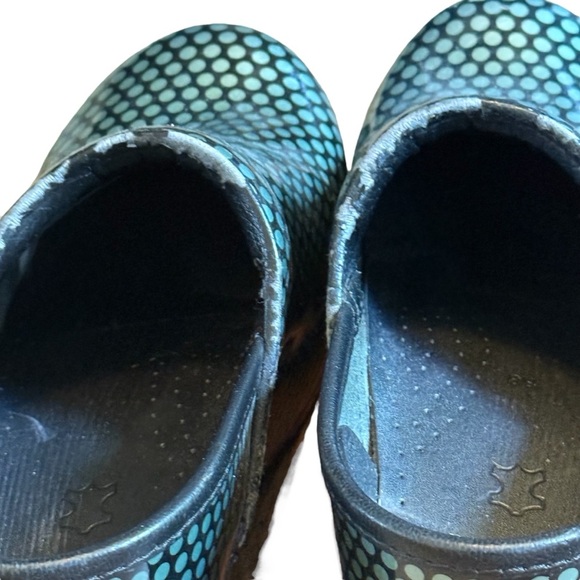 Dansko Green And Black Polka Dot Patent Leather Clogs Size EU 38 US 7.5-8 - Picture 5 of 8